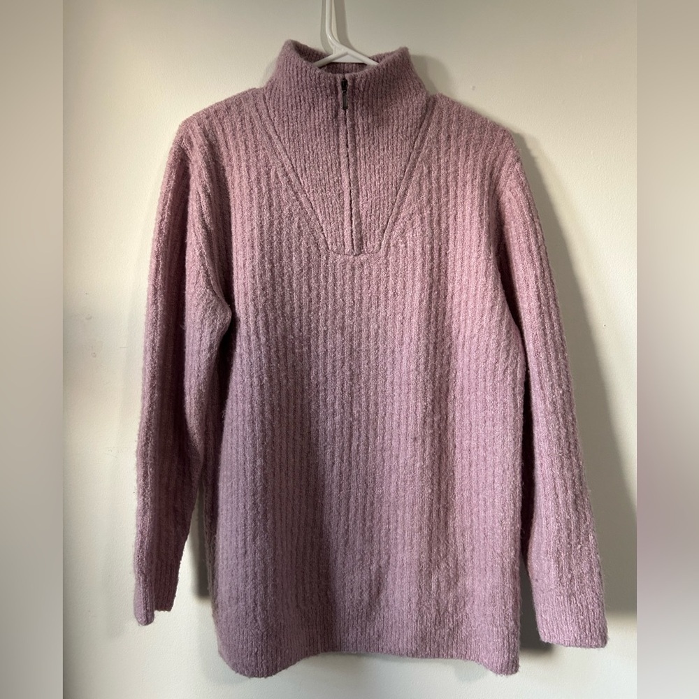 L.L Bean Ribbed  Knit 1/4 Zip Sweater